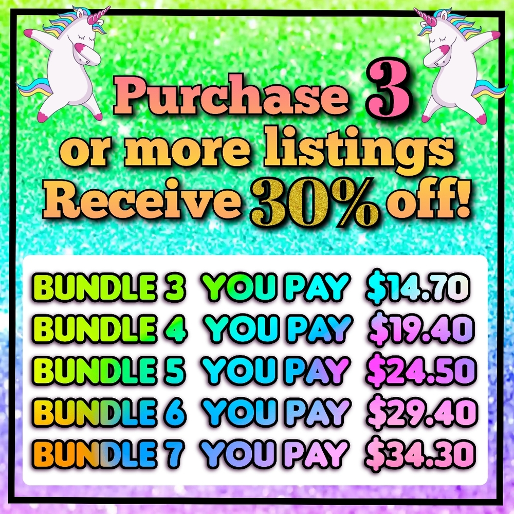 Purchase 3 or more!! Receive 30% off